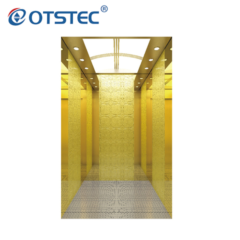 Golden Mirror Etched Stainless Steel Passenger Elevator 